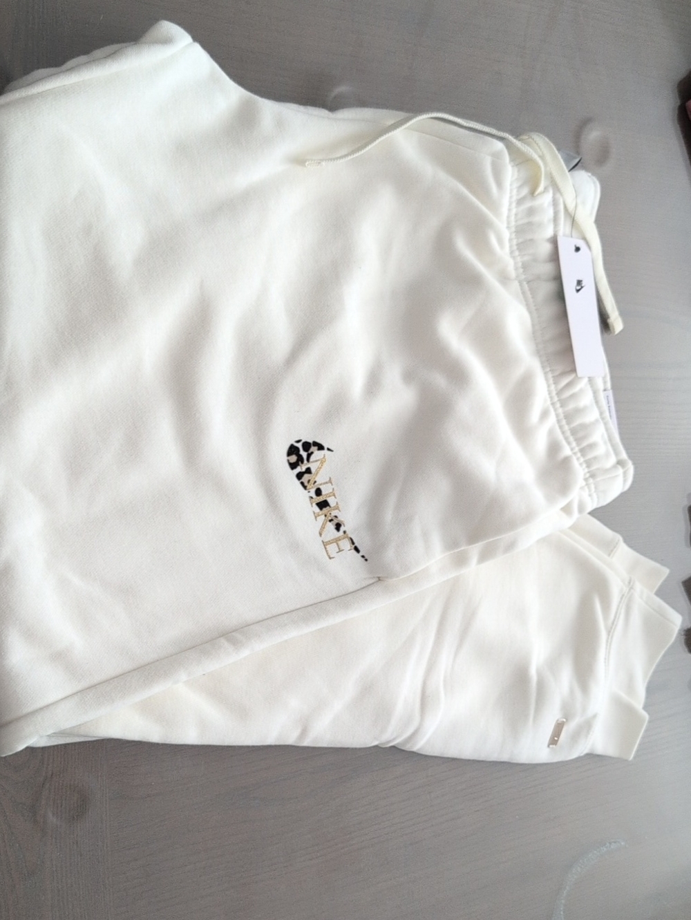 Nike Leapord White Xl Women's Standard Fit Joggers Cheetah Checkmark Rare Pants
